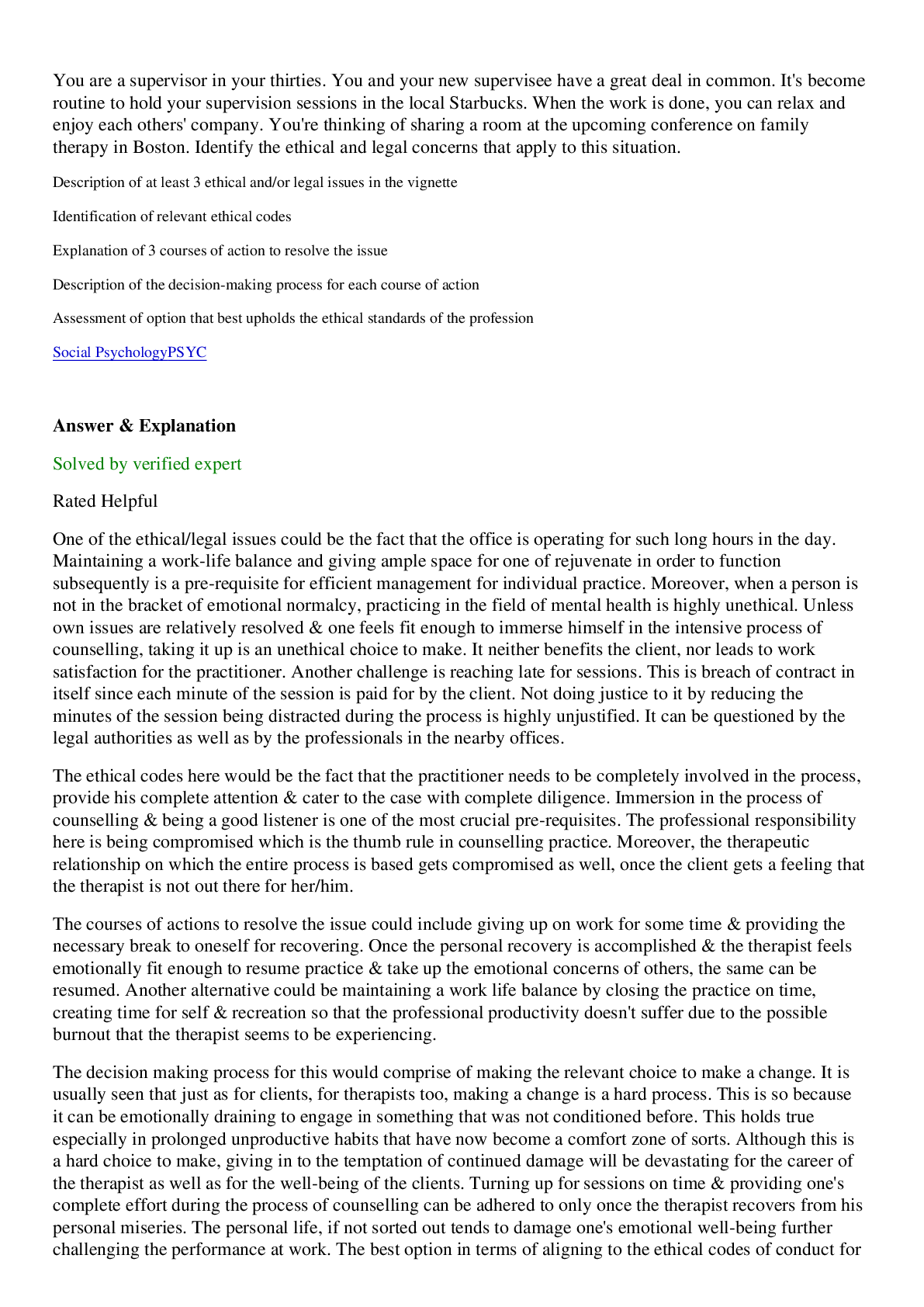Preview image for Please respond to one of the vignettes. Case Vignette 1:You are a supervisor in your thirties. / Case Vignette 2:You are a male supervisor, African American, in your mid-thirties. *answered by expert tutor*